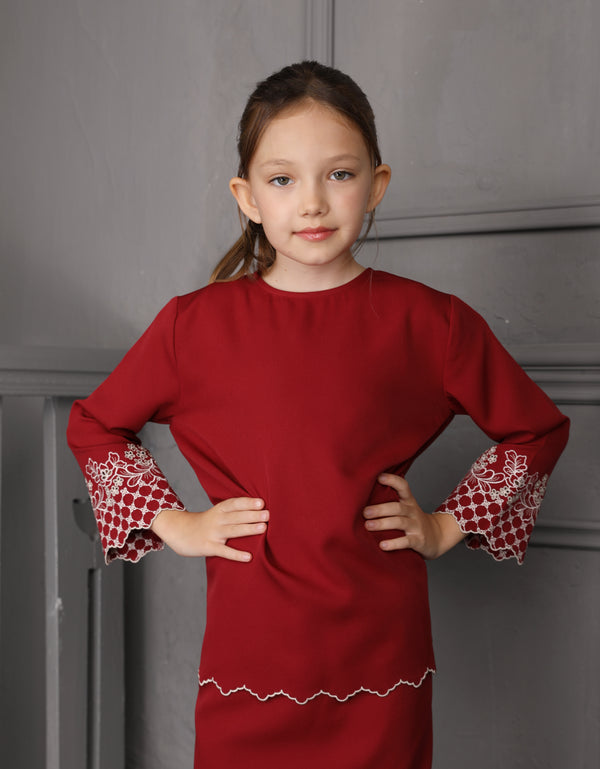 KIDS BAJU KURUNG KEDAH MAILEA (MAROON)